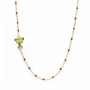 Texas Tech Red Raiders Logo Enamel Bead Necklace 18K Gold Plated